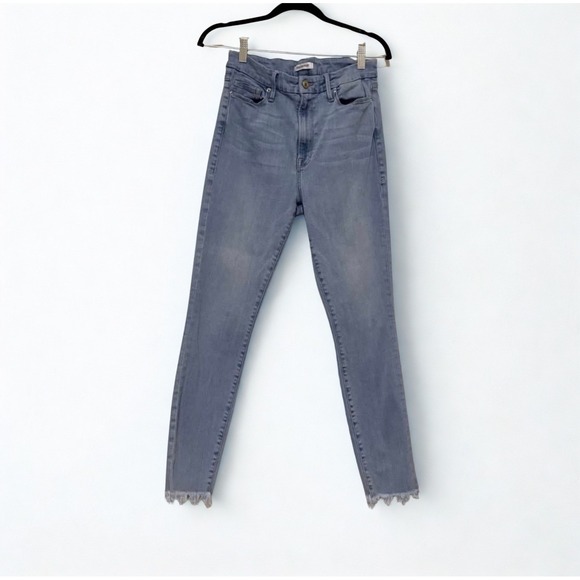 Good American Denim - Good American Good Waist Light Wash Skinny Jeans Raw Hem Size 10/30 GAGWJF103